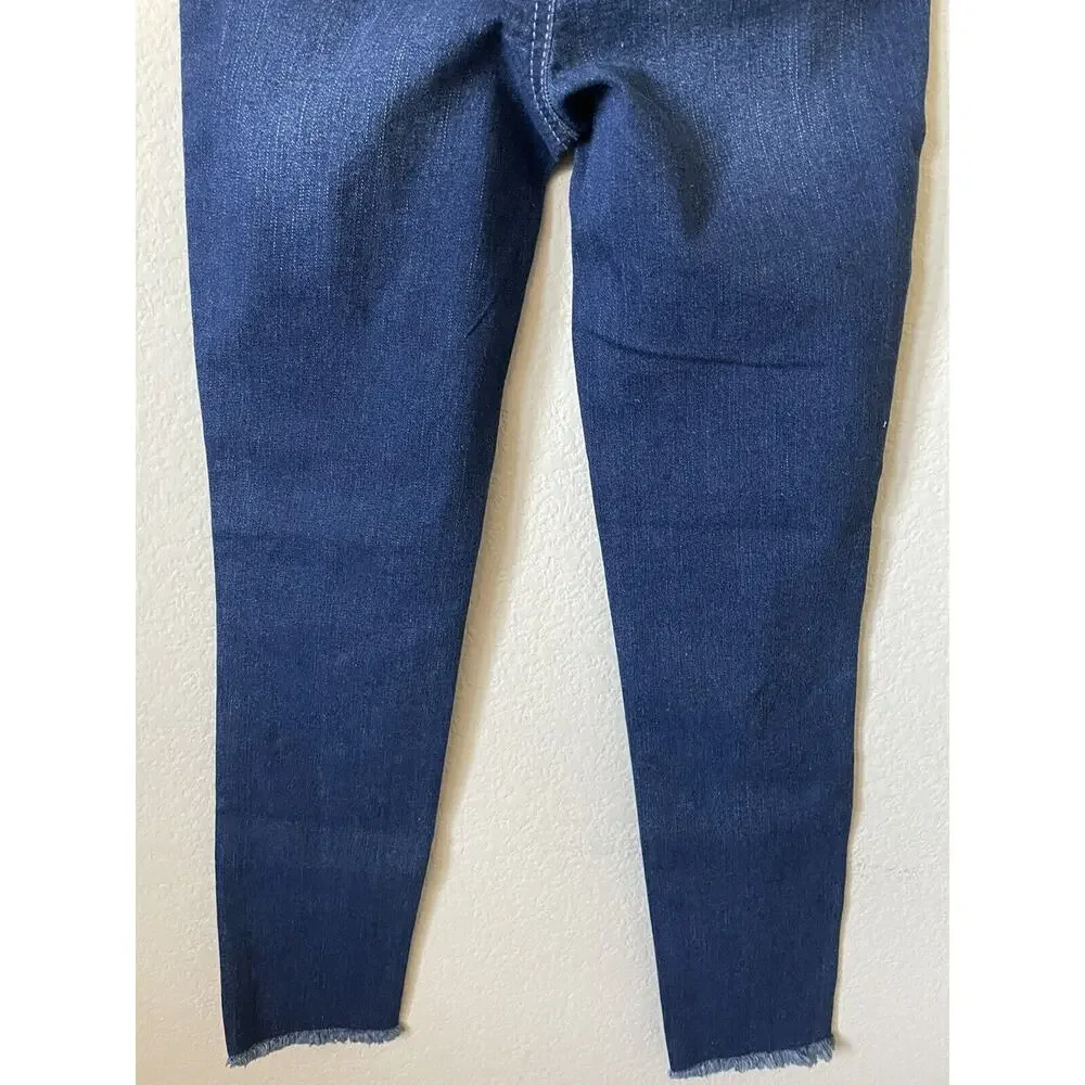 Justice Dark Wash Rhinestones Stretchy Girls Pull On Jean Leggings Pants Size 10